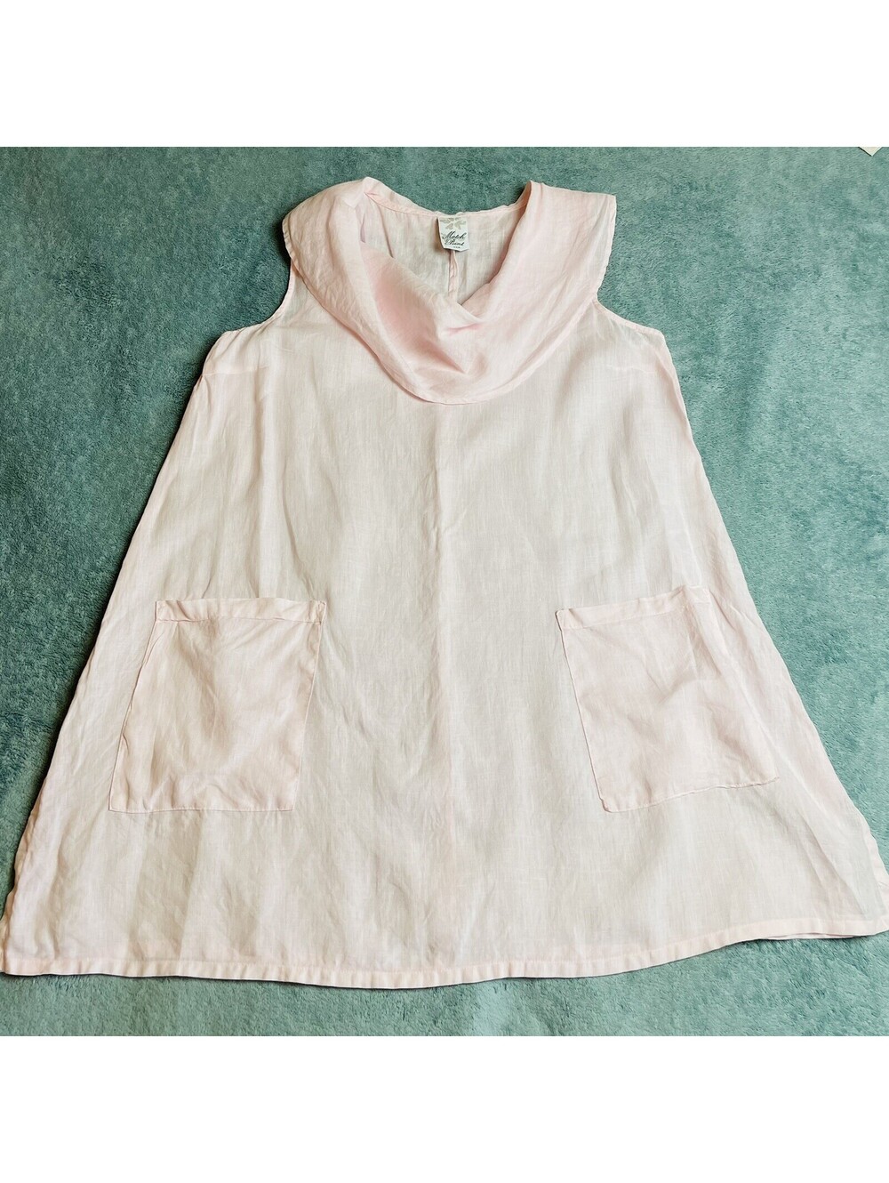 Match Point  Size Small (?) Cowl Neck Sleeveless Linen Tunic Top Pink